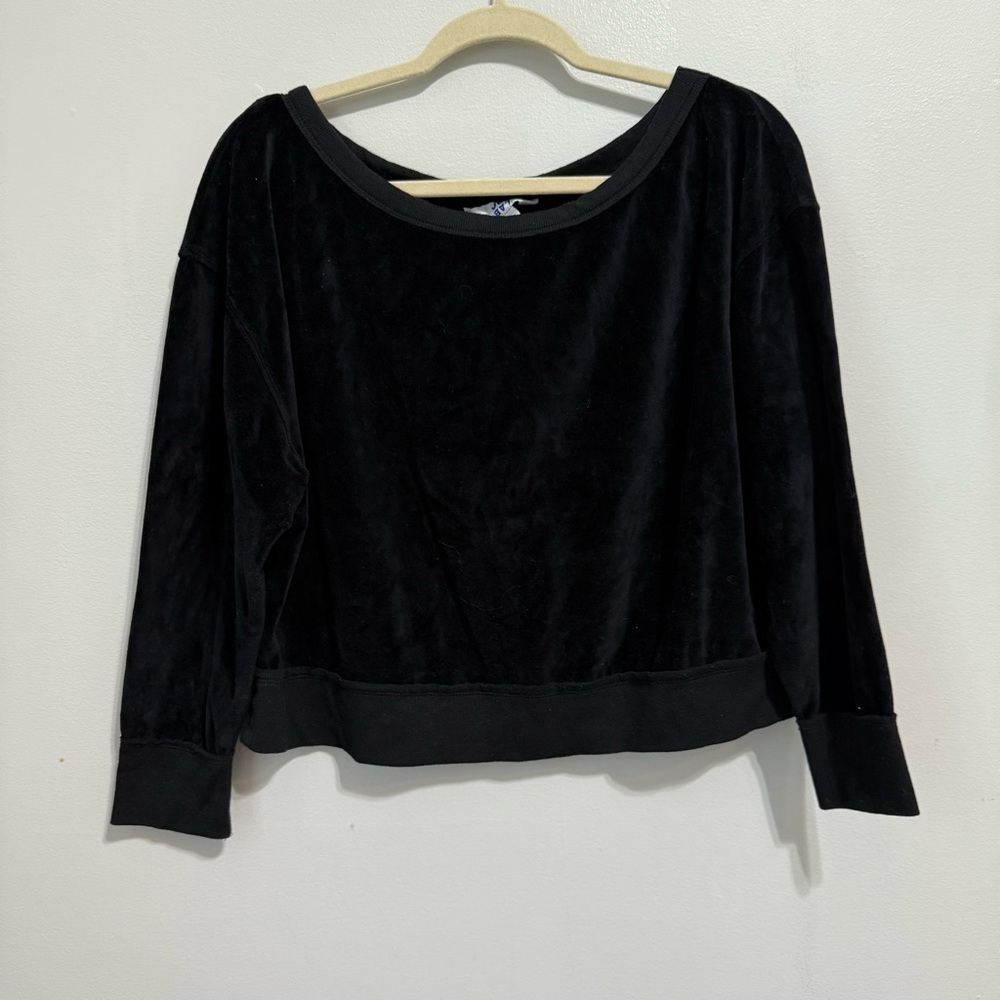 Joy Lab Black Velour Long Sleeve Sweatshirt Size Medium